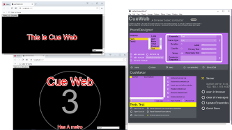 Screenshots showing cueweb system
